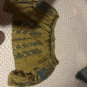 Green free people off the shoulder blouse